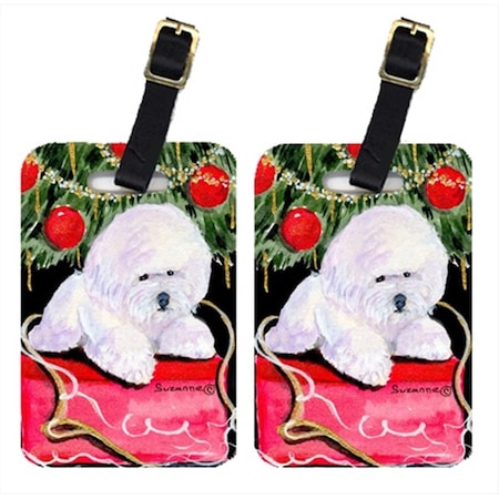 Carolines Treasures Carolines Treasures SS8957BT Christmas Tree With Bichon Frise Luggage Tag - Pair 2; 4 x 2.75 In. Pair Of 2 SS8957BT